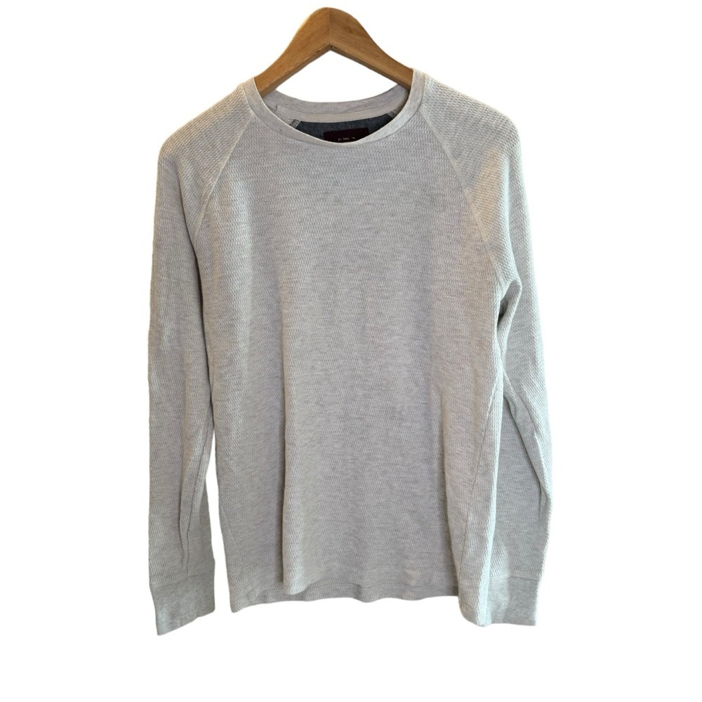 ALESBURY Men’s Waffle Knit Cream Crew Neck Long Sleeve thermal shirt